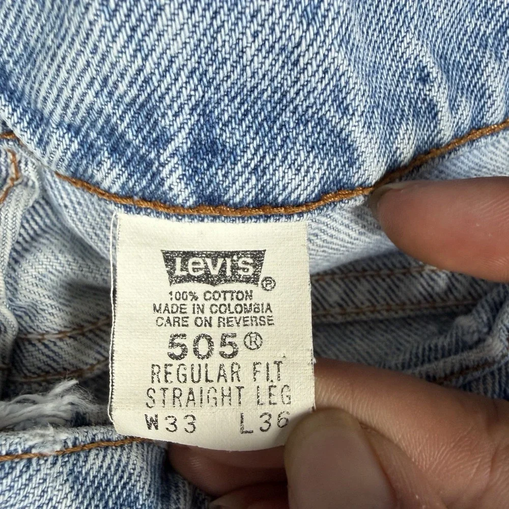 Vintage 90s Levi's 505 Jeans Men's 33x36 Fit 32x35 Regular Fit Orange Tab